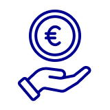 icono de una mano con una moneda euro